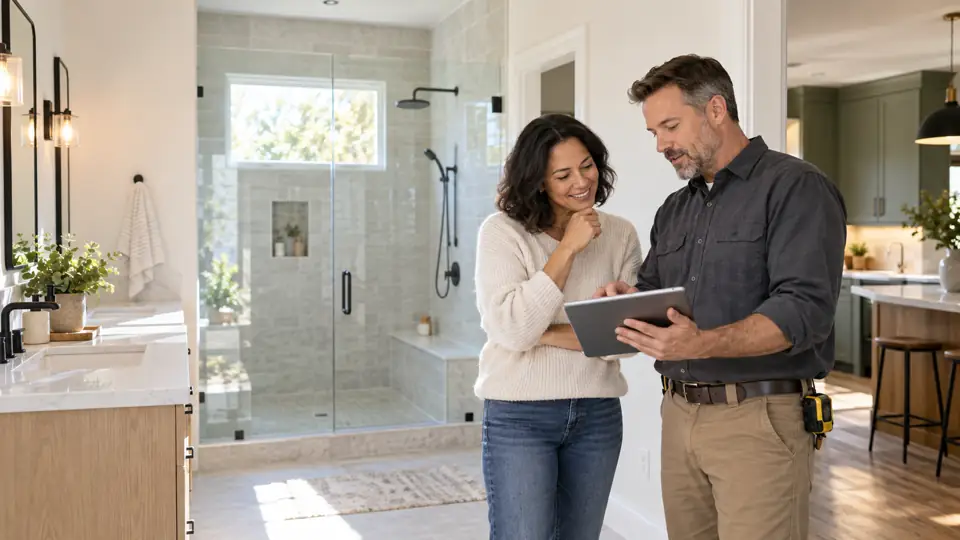 Homeowner discussing a renovation project with a home-service professional